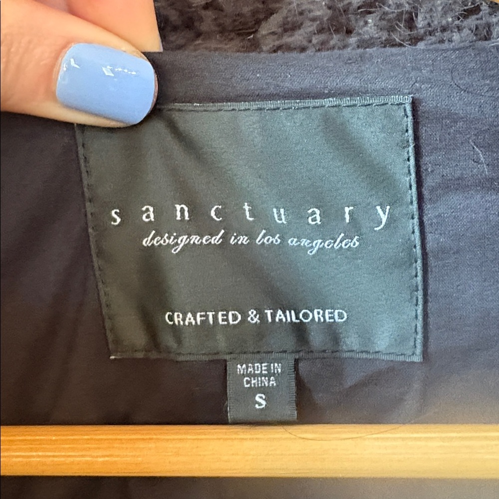SANCTUARY Teddy Bear Shearling Moto Jacket – Black – Size Small - Picture 5 of 13